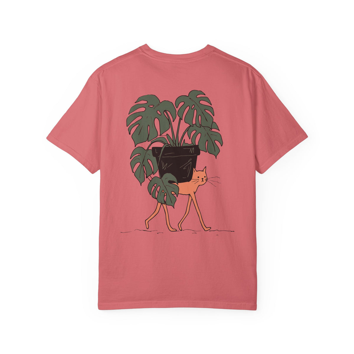 Professional Plant Sitter T-Shirt | Cat Carrying Monstera Illustration