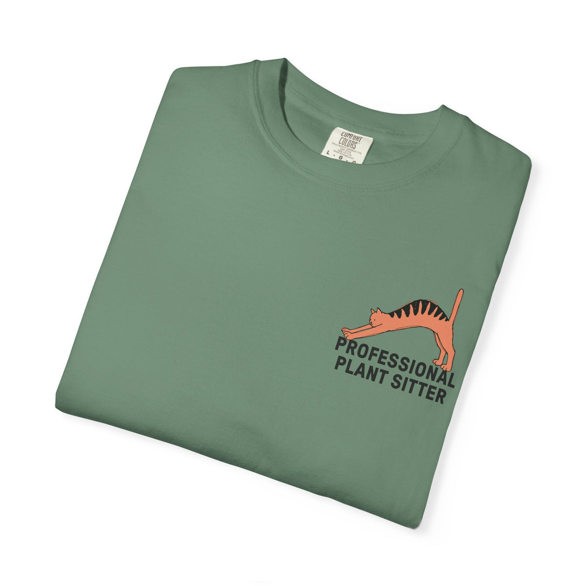 Professional Plant Sitter T-Shirt | Cat Carrying Monstera Illustration