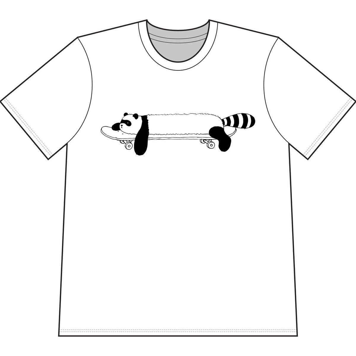 Panda on Skateboard T‑Shirt – Cute Raccoon/Red Panda Skate Graphic Tee