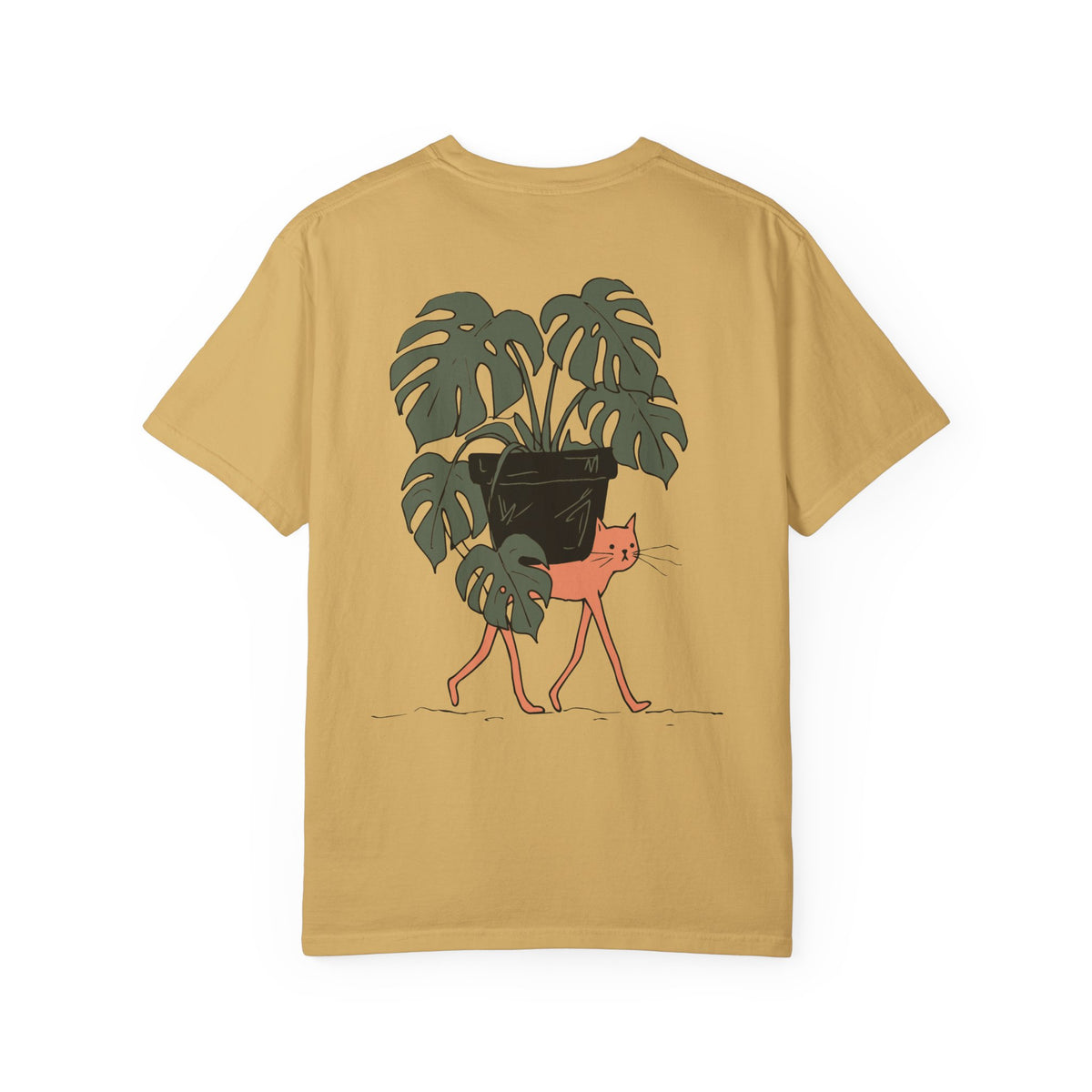 Professional Plant Sitter T-Shirt | Cat Carrying Monstera Illustration