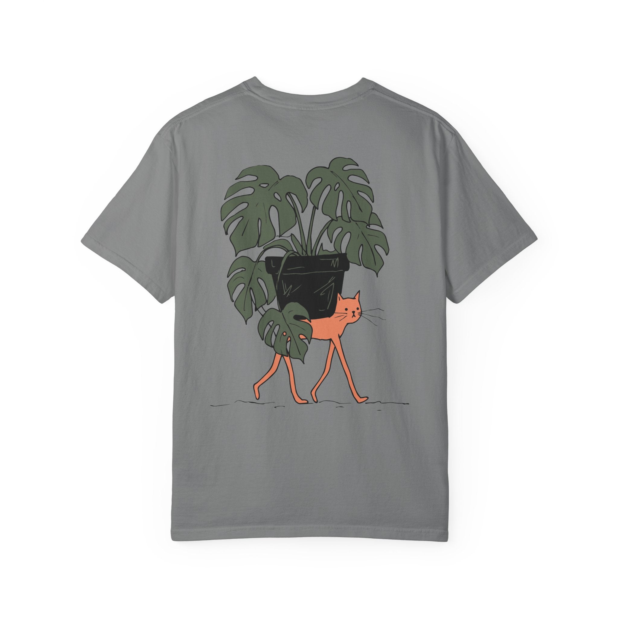 Professional Plant Sitter T-Shirt | Cat Carrying Monstera Illustration
