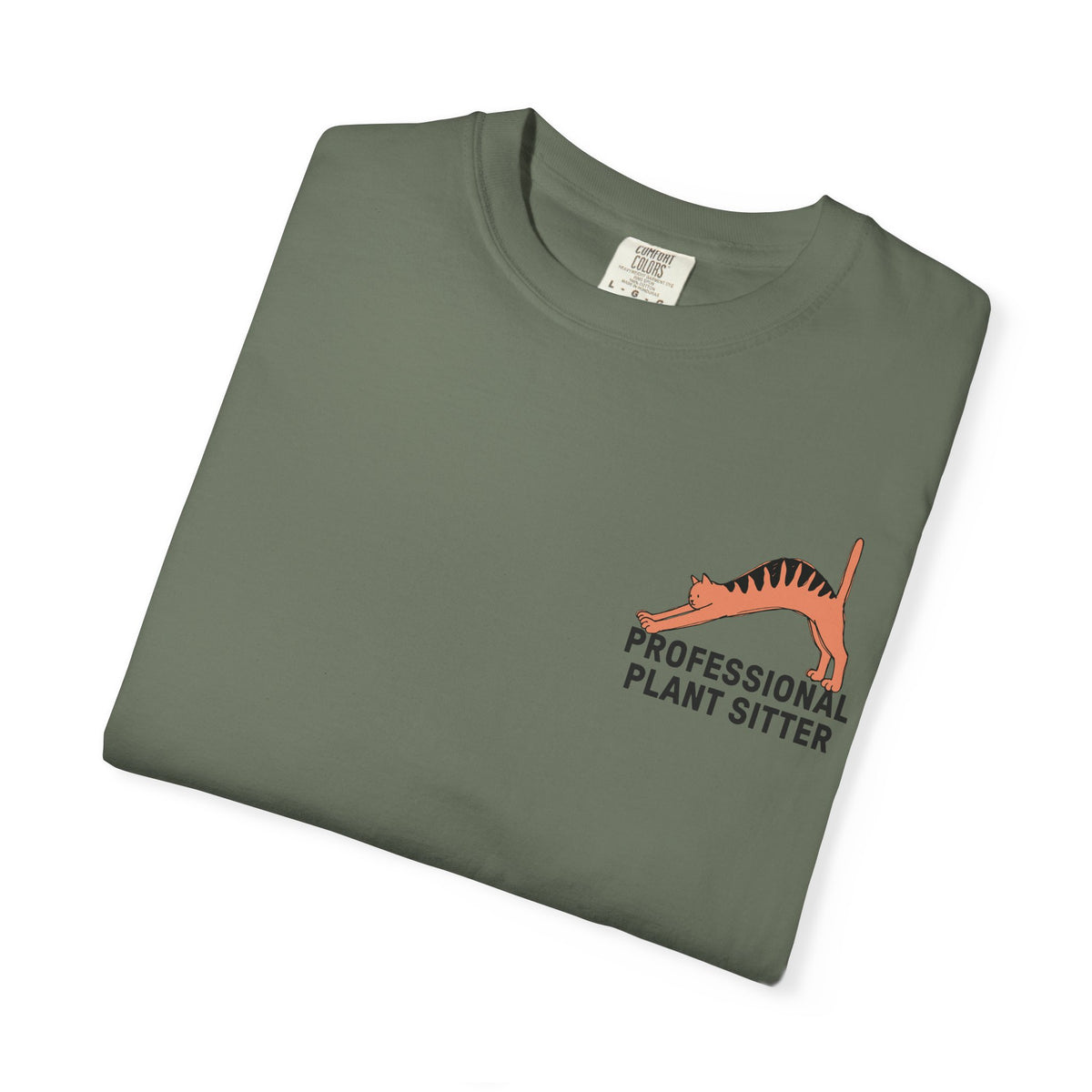 Professional Plant Sitter T-Shirt | Cat Carrying Monstera Illustration
