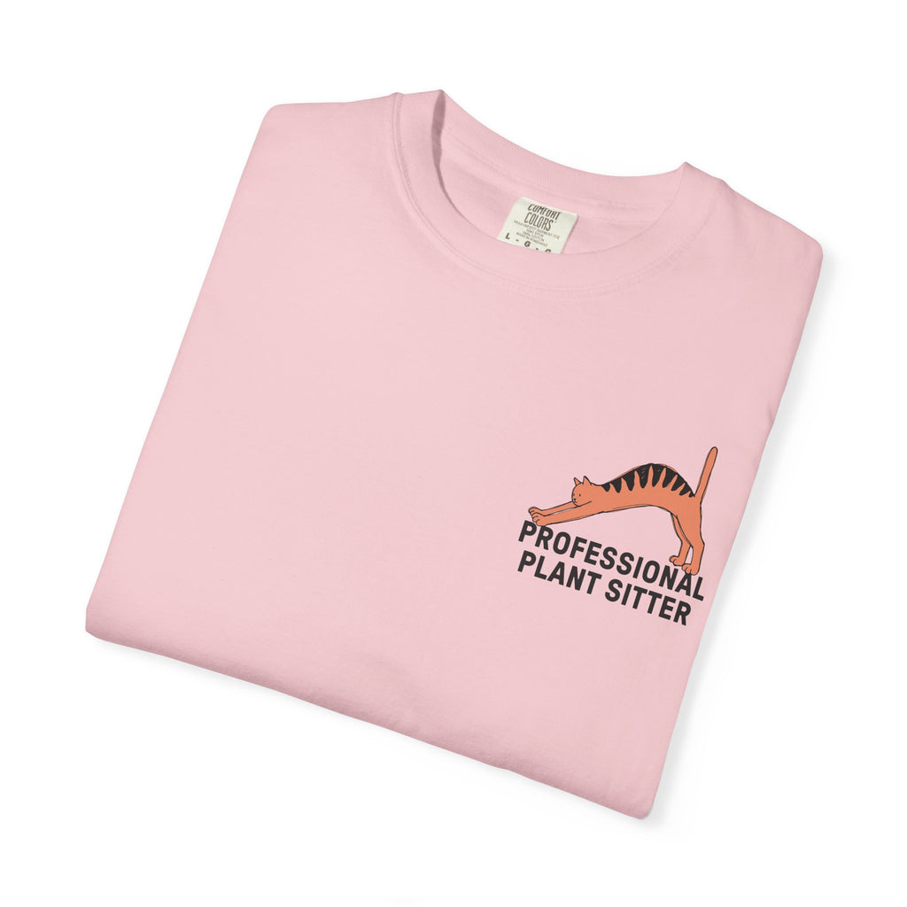 Professional Plant Sitter T-Shirt | Cat Carrying Monstera Illustration