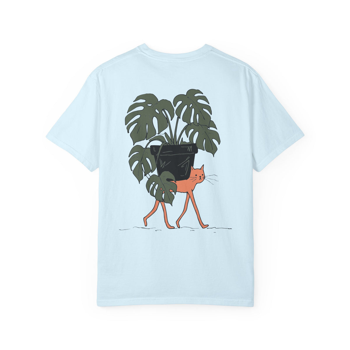 Professional Plant Sitter T-Shirt | Cat Carrying Monstera Illustration