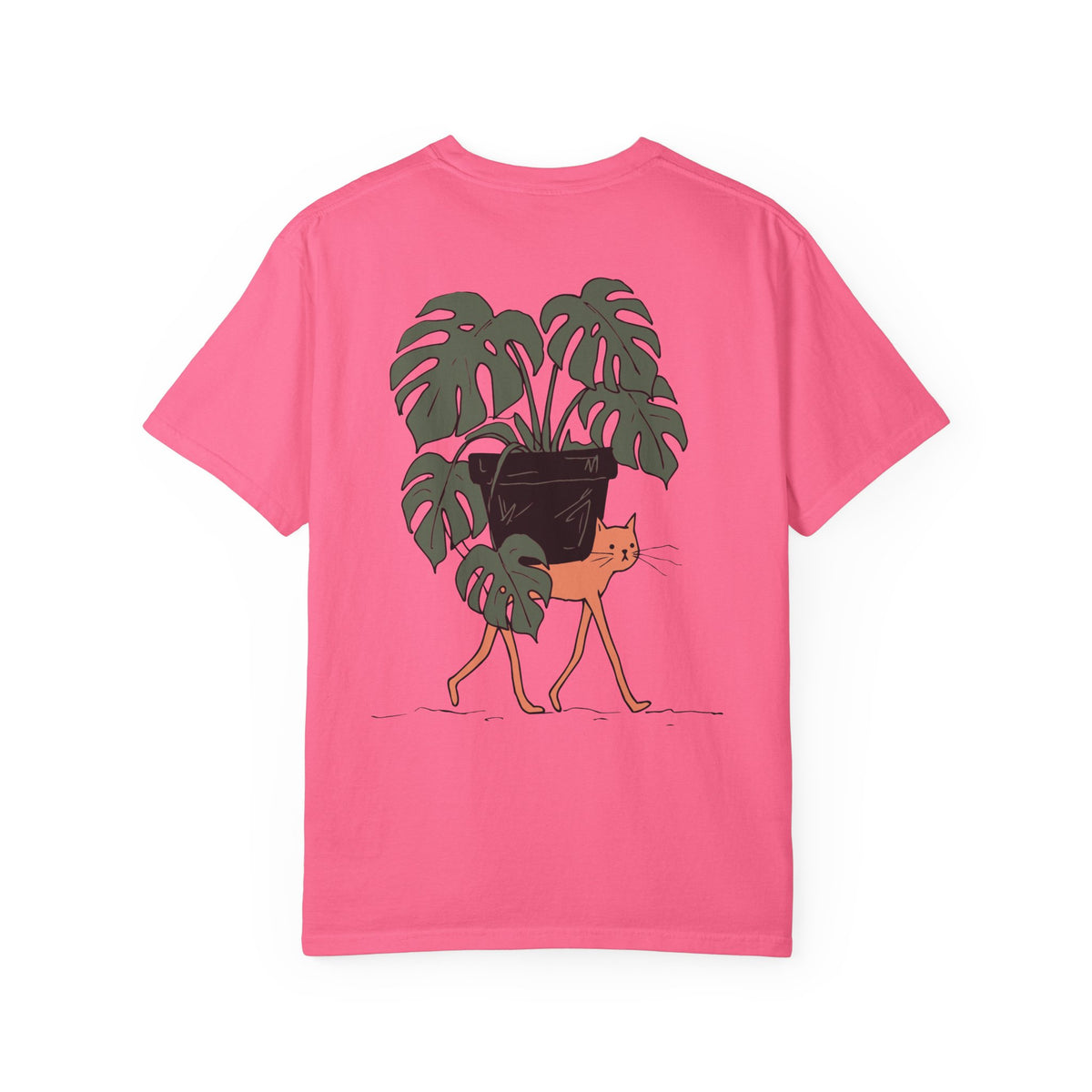 Professional Plant Sitter T-Shirt | Cat Carrying Monstera Illustration
