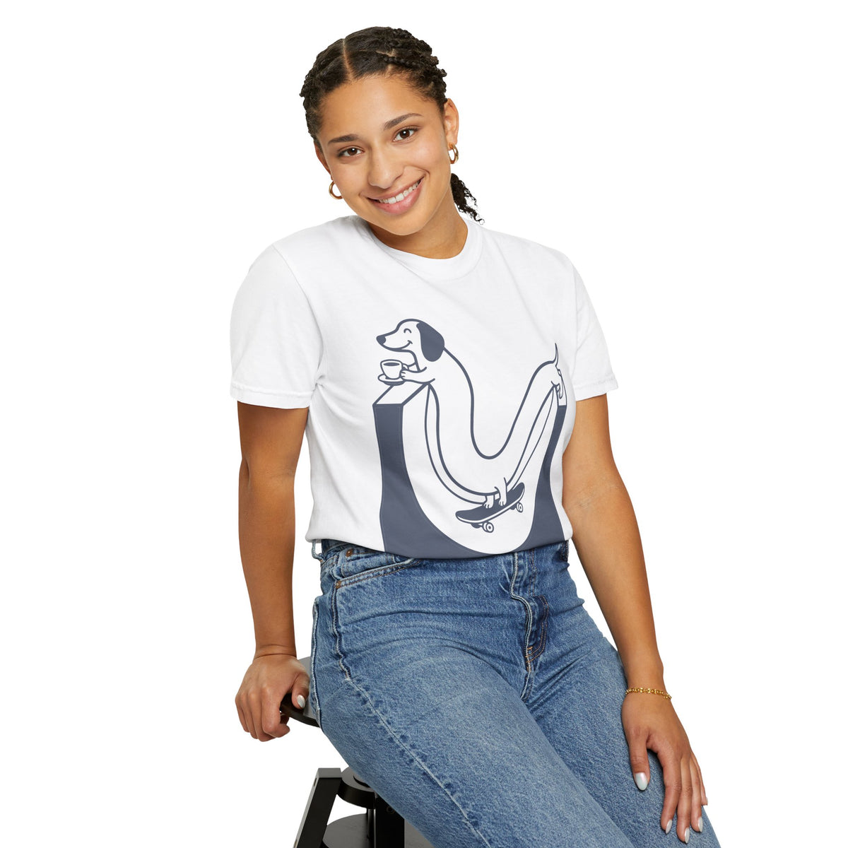 Copy of Long Dachshund Skateboard T-shirt | Skate Dog Illustration