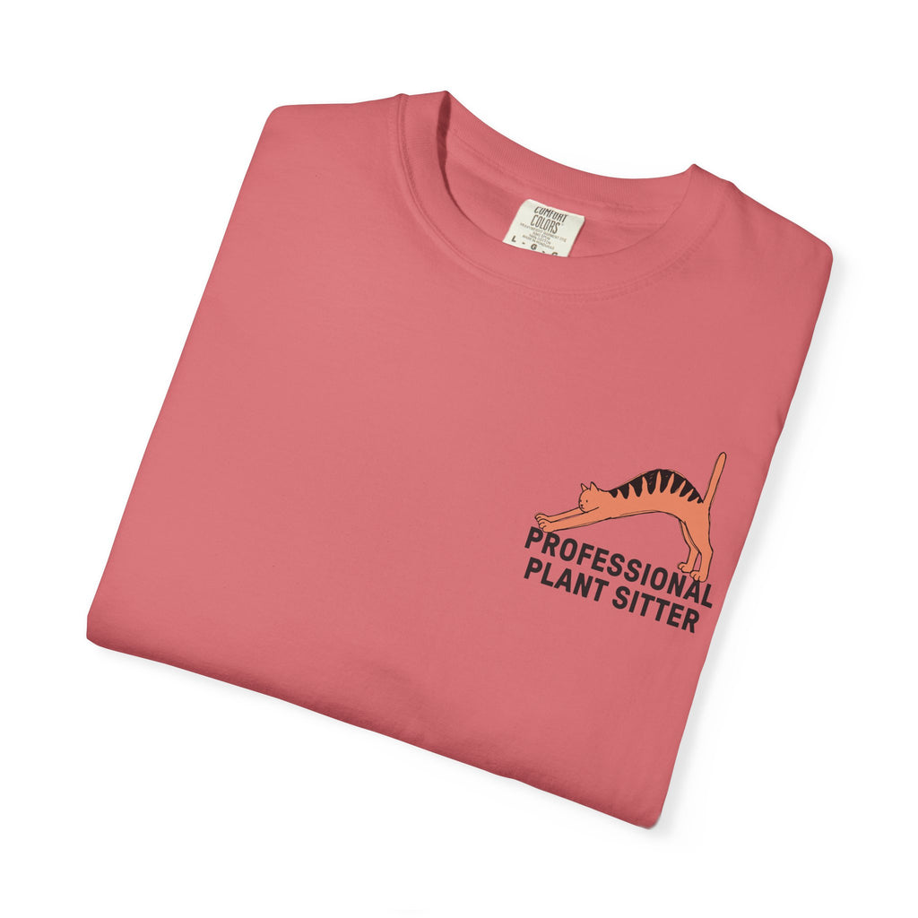 Professional Plant Sitter T-Shirt | Cat Carrying Monstera Illustration