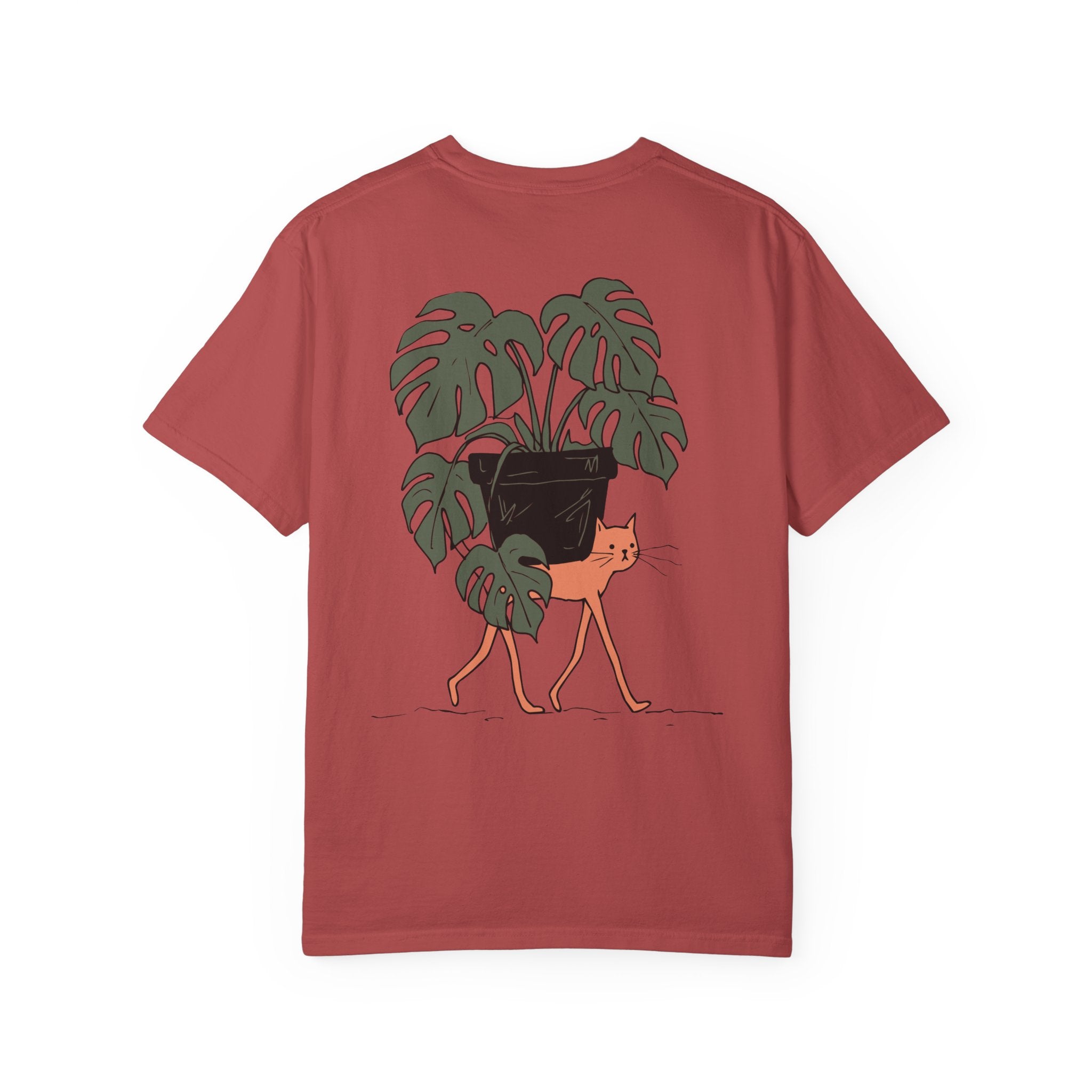 Professional Plant Sitter T-Shirt | Cat Carrying Monstera Illustration