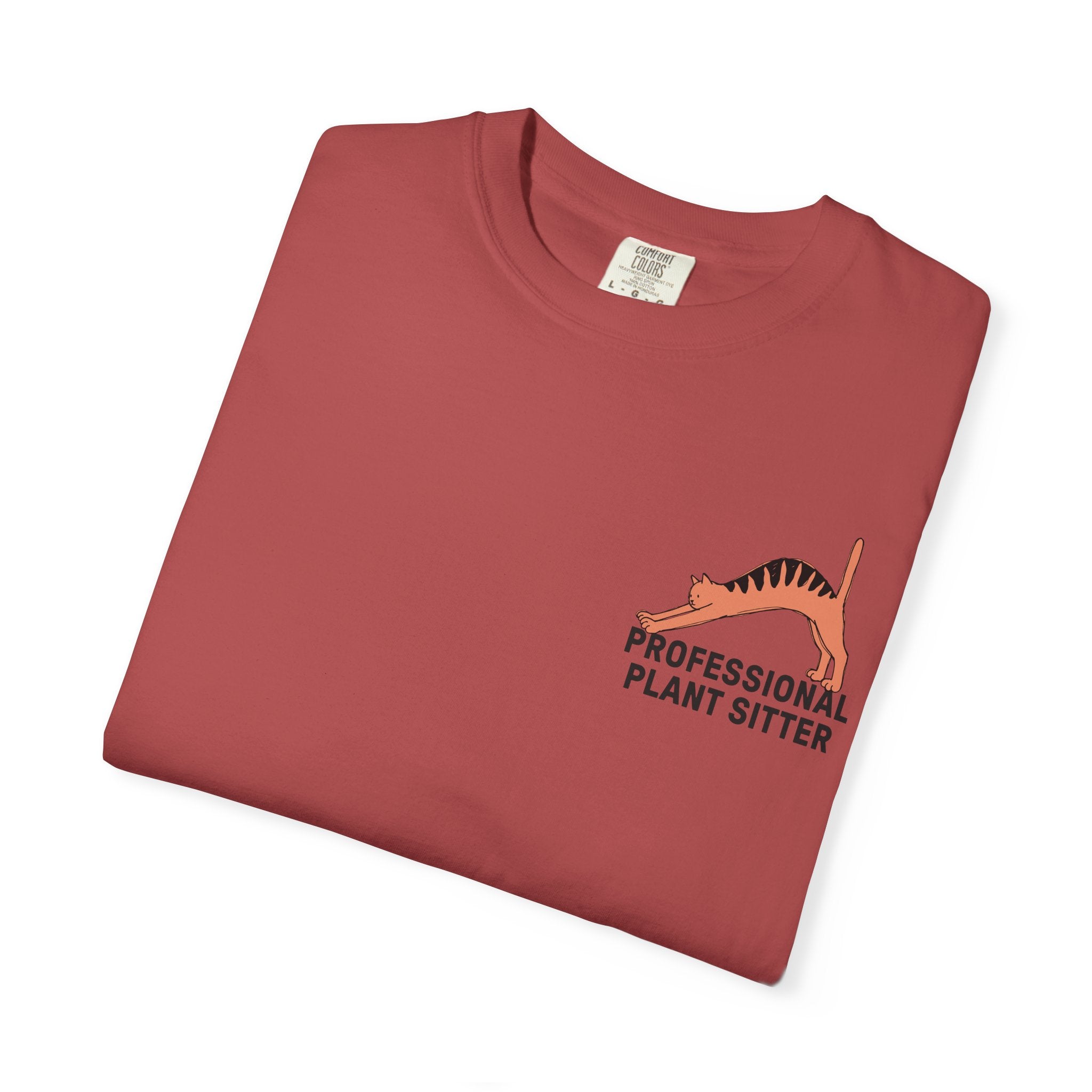 Professional Plant Sitter T-Shirt | Cat Carrying Monstera Illustration