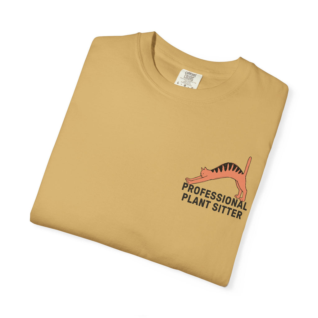 Professional Plant Sitter T-Shirt | Cat Carrying Monstera Illustration