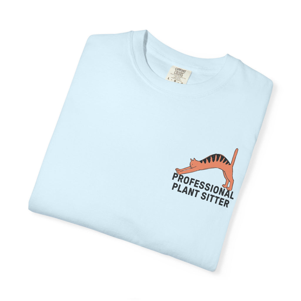 Professional Plant Sitter T-Shirt | Cat Carrying Monstera Illustration
