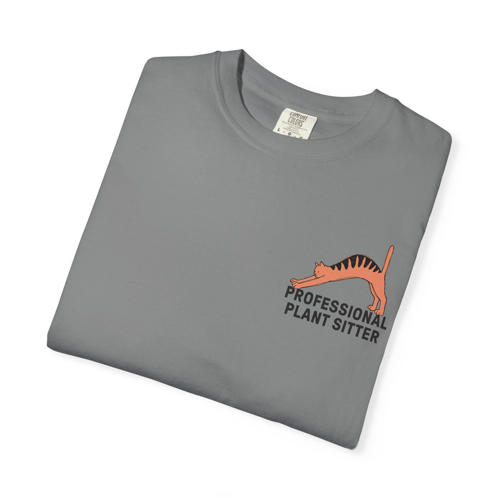 Professional Plant Sitter T-Shirt | Cat Carrying Monstera Illustration