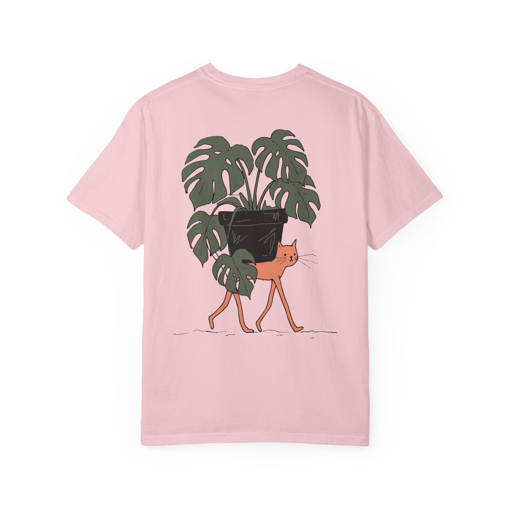 Professional Plant Sitter T-Shirt | Cat Carrying Monstera Illustration