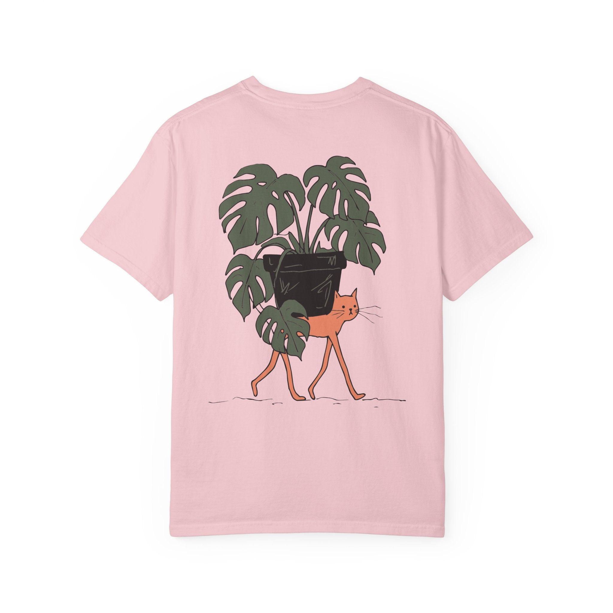 Professional Plant Sitter T-Shirt | Cat Carrying Monstera Illustration