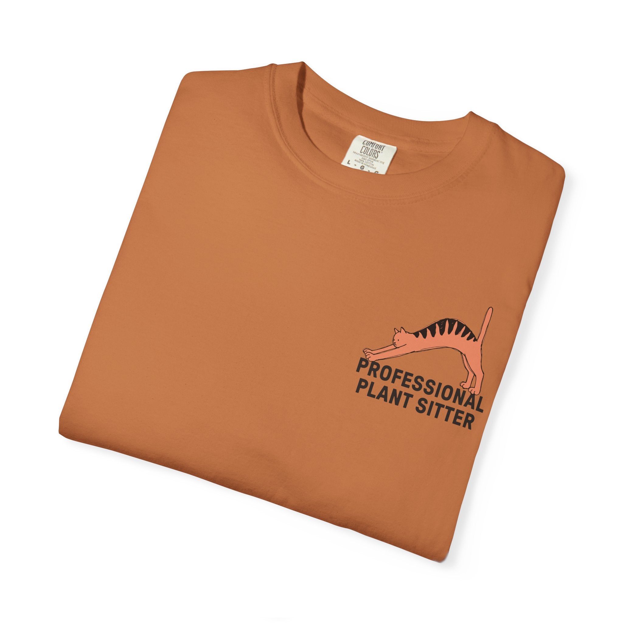 Professional Plant Sitter T-Shirt | Cat Carrying Monstera Illustration