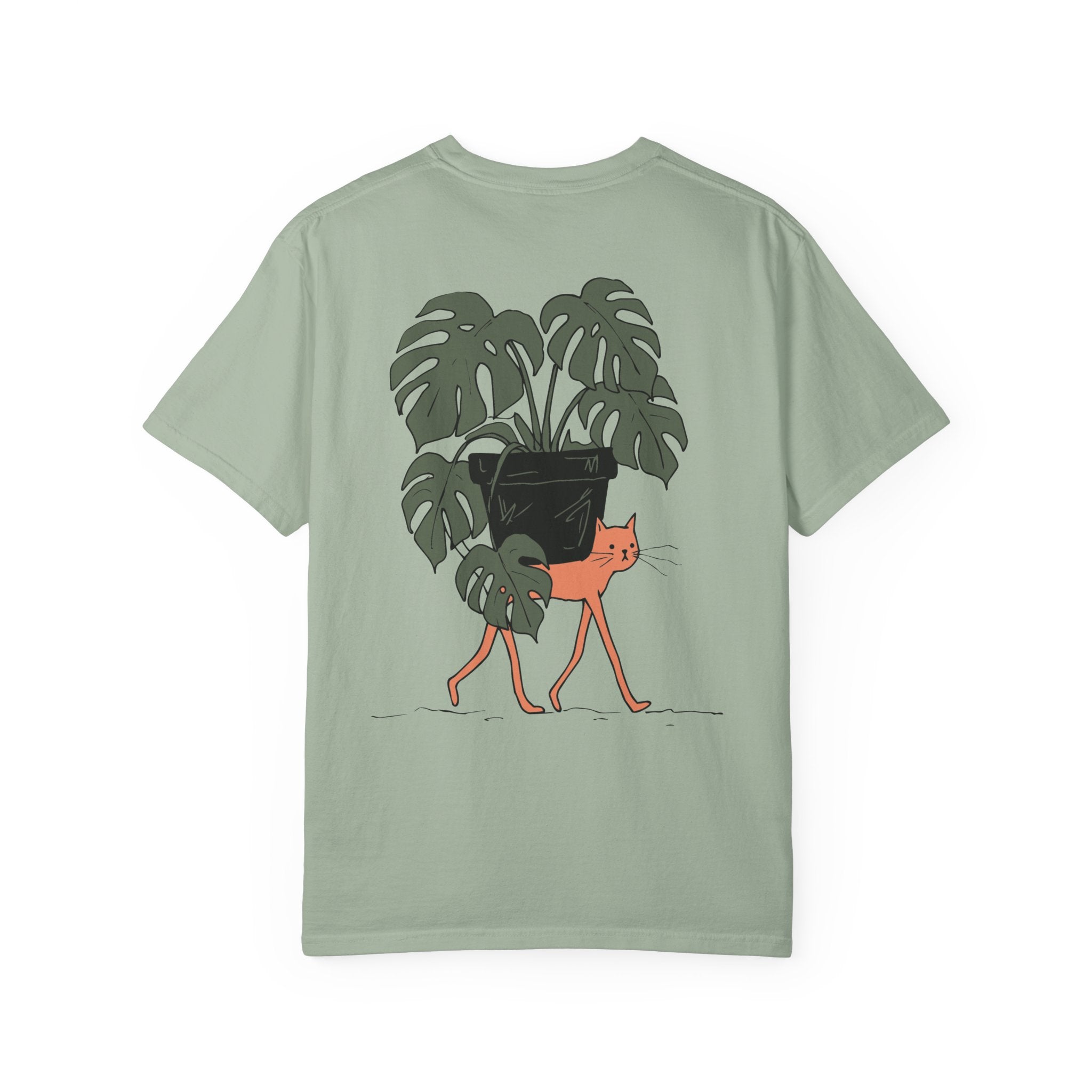 Professional Plant Sitter T-Shirt | Cat Carrying Monstera Illustration