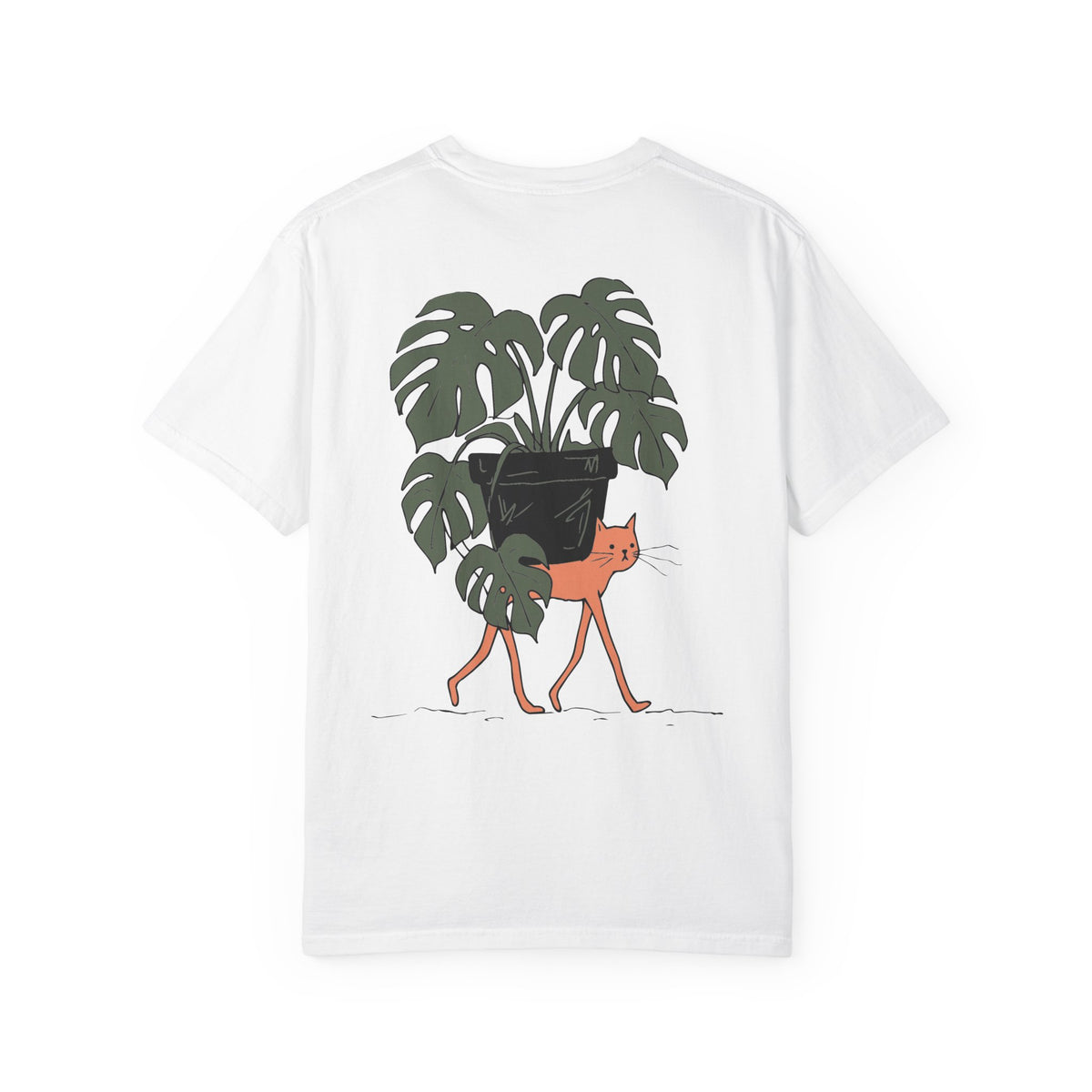 Professional Plant Sitter T-Shirt | Cat Carrying Monstera Illustration
