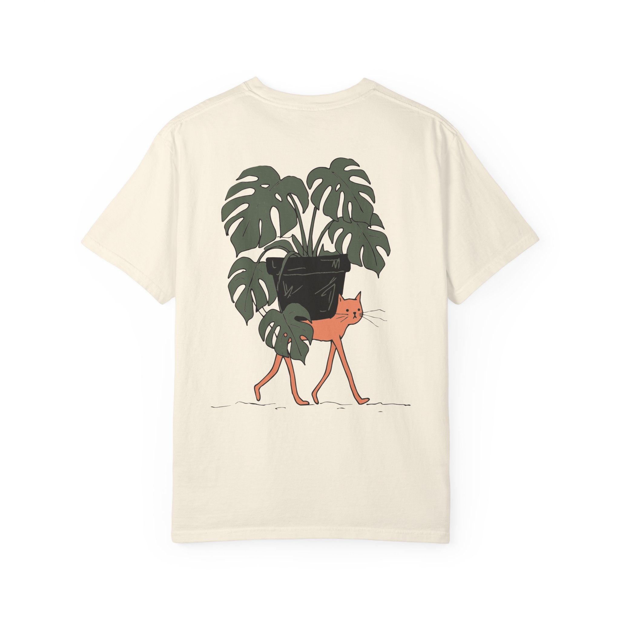 Professional Plant Sitter T-Shirt | Cat Carrying Monstera Illustration