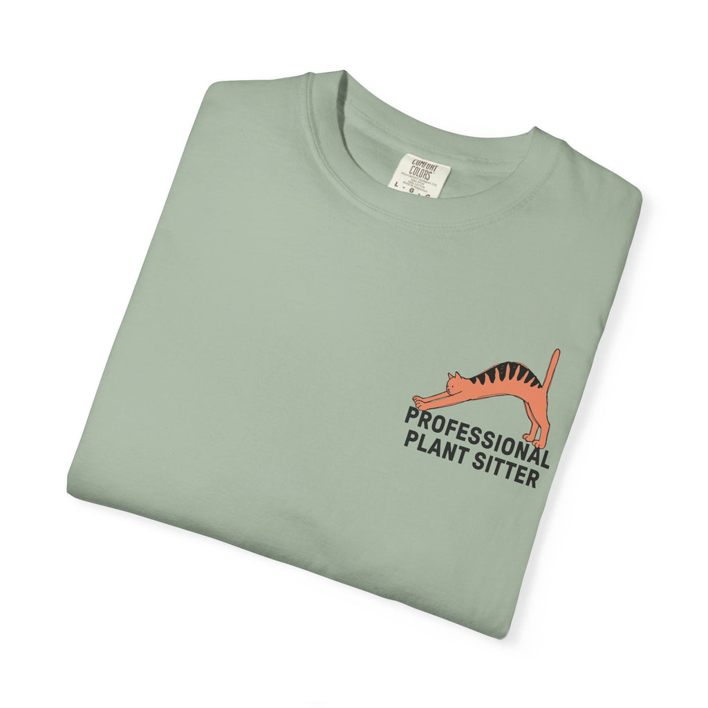 Professional Plant Sitter T-Shirt | Cat Carrying Monstera Illustration
