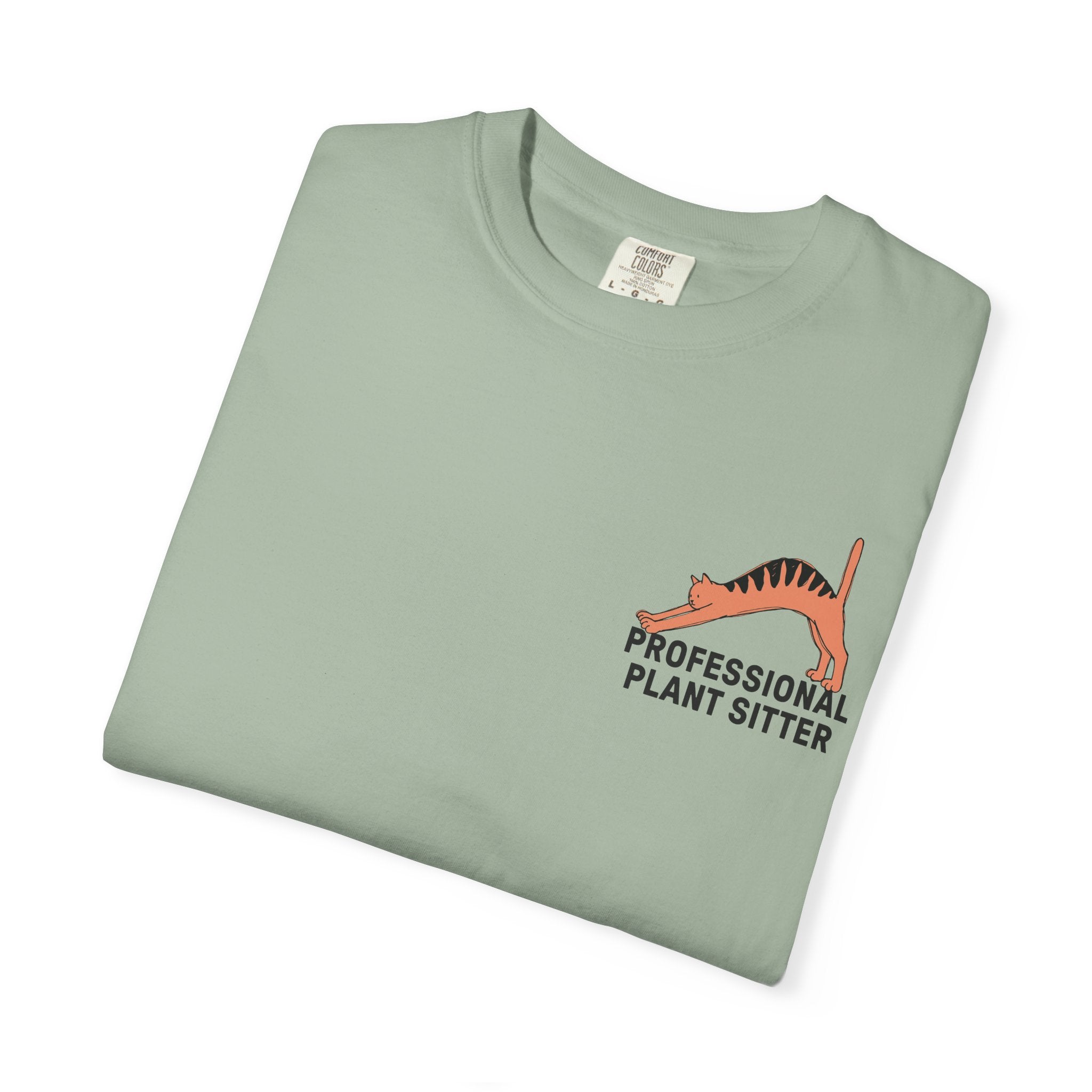 Professional Plant Sitter T-Shirt | Cat Carrying Monstera Illustration